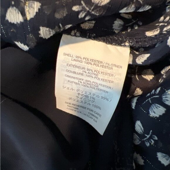 J.Crew Womens Floral Print Navy Blue Short Sleeve Button Back Blouse Size S - Picture 2 of 5